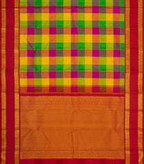 Multi Colour Handloom Korvai Kanchipuram Silk Saree With Checks-KA16433