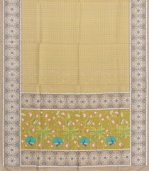 Sandal Printed Synthetic Tussar Silk Saree With Checks-BL6065