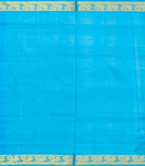 Sky Blue & Green Handloom Silk Cotton Saree With Checks & buttas-SC3350