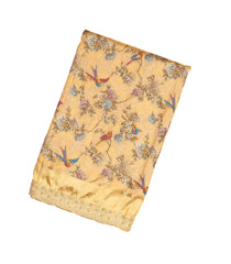 Sandal Handloom Silk Saree With Meena Bird Motifs & Hand Embroidered Border-EN1734