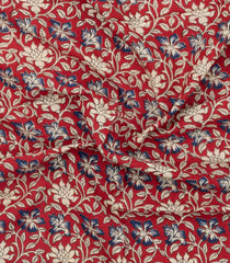 Red Printed Kalamkari Cotton Saree -KAL1232