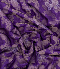 Purple Printed Synthetics Dola Silk Saree With Floral Zari Motifs-BL5249