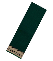 Dark Green Woven Chirala Cotton Saree With Contrast Border-CR1414