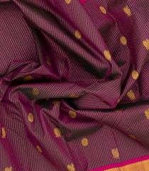 Magenta Handloom Kanchipuram Silk Saree With Stripes & Buttas-KA13315