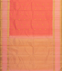 Peach Handloom Kanchipuram Silk Saree With Zari Buttas - KA14621