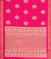 Hot Pink Printed Synthetic Dola Silk Saree With Zari Stripes & Border Motifs-SY0340