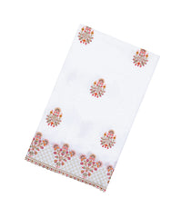 White Woven Synthetic Blended Saree With Embroidered Motifs-EN2058