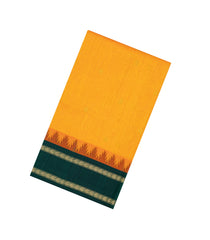 Mango Yellow Handloom Korvai Silk Cotton Saree With Green Border-SC4404