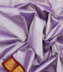 Lavender Handloom 9 Yards Korvai Silk Cotton Saree With Contrast Border-SC3770