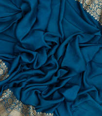 Royal Blue Handwoven Banarasi Khadi Georgette Silk Saree With Floral Motifs-BE1724