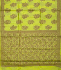 Lime Green Woven Tussar Silk Saree With Floral Butta Motifs-TU2937