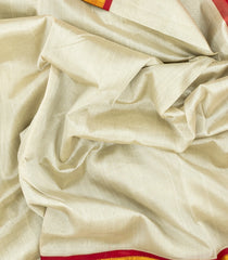 White Handloom 9 Yards Korvai Silk Cotton Saree With Contrast Border-SC3780