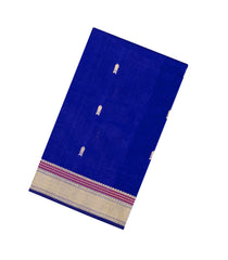 Dark Blue Handloom Silk Cotton Saree With Buttas & Zari Border-SC4592