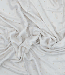 White Woven Synthetic Blended Saree With Embroidered Motifs-EN2062