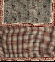 Grey Printed Jaipur Cotton Saree With Camel Motifs-PS0721