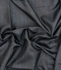 Dark Grey Printed Synthetic Tussar Silk Saree With Zari Checks & Contrast Pallu-SY0383