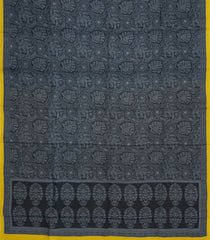 Black Printed Pure Silk Saree With Floral Motifs-PS0832