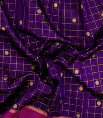 Purple Handloom Kanchipuram Silk Saree With Checks & Buttas-KA15307