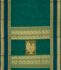 Green Handloom Silk Cotton Saree With Buttas-SC4360