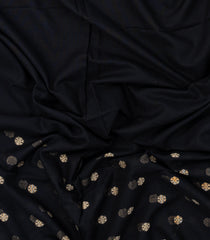 Black Handloom Bengal Cotton Saree With Floral Buttas-BG1708