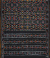 Black Handloom Pochampally Ikat Silk Saree With Tie & Dye Motifs -IK0430