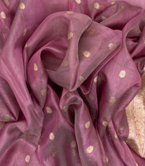 Dusty Pink Woven Tissue Saree With Floral Motifs