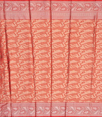 Taupe Woven Synthetic Tissue Saree With Floral Motifs & Peach Border-BL4351