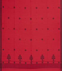 Crimson Handloom Bengal Cotton Saree With Floral Motifs-BG1836