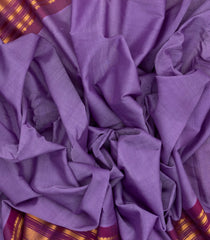 Lavender Handloom Gadwal Silk Cotton Saree With Contrast Border-GA0191
