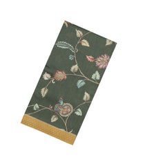 Olive Green Printed Tussar Silk Saree With Kalamkari Motifs-TU3599
