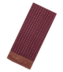 Burgundy Woven Mysore Silk Saree With Floral Vine Motifs & Zari Border-MS3270