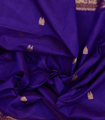 Purple Handloom Silk Cotton Saree With Annam Buttas-SC3910