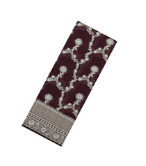 Brown Woven Dupion Silk Saree With Floral Jaal Motifs-DS0576