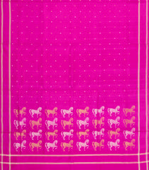 Hot Pink Handloom Uppada Silk Saree With Coin Buttas-UP0414
