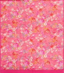 Peach Printed Pure Satin Silk Saree With Floral Motifs-PS0937