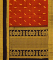 Rust Woven Kanchipuram Silk Saree With Peacock Buttas-KA14238