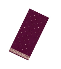 Burgundy Woven Blended Satin Saree With Floral Zari Buttas-BL5998