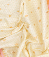 Cream Handloom Gadwal Silk Saree With Zari Checks & Buttas-GA0308