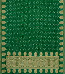 Green Handloom Banarasi Khaddi Georgette Silk Saree With Floral Motifs-BE1810