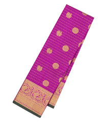 Pink Handloom Kanchipuram Silk Saree With Stripes & Buttas-KA15260