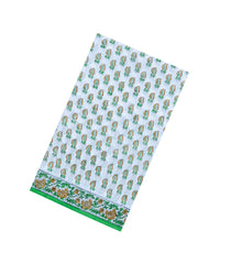 White Printed Jaipur Cotton Saree With Floral Motifs-JC1481