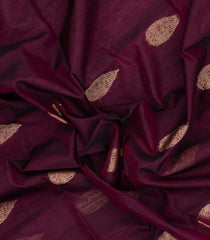 Burgundy Handloom Silk Cotton Saree With Buttas & Zari Border-SC4528