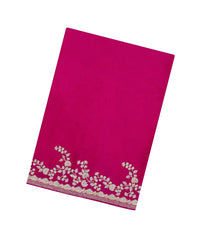 Hot Pink Woven Synthetic Blended Saree With Embroidered Motifs-EN1990