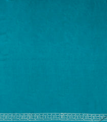Cyan Printed Jaipur Cotton Saree With Printed Floral Motifs-JC1783