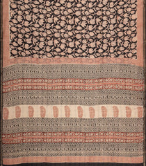 Black Printed Chanderi Cotton Saree With Floral Motifs-CC1767