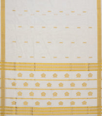 Off White Handloom Kerala Cotton Saree With Floral Buttas-KEC1043