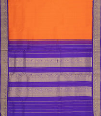 Orange Handloom Korvai Kanchipuram 9 Yards Silk Saree With Contrast Border-KA15395