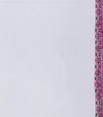 White Printed Jaipur Cotton Saree With Floral Motifs-JC1495