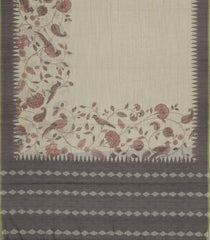 Taupe Printed Synthetic Linen Saree with Jhalar-BL5345
