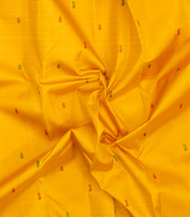 Mustard Handloom Korvai Kanchipuram Silk Saree With Silk Buttas-KA15926